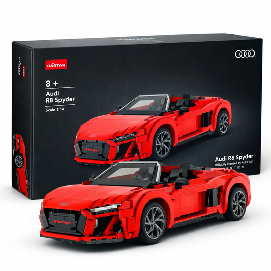 Audi R8 Spyder Klemmbaustein Set 1:14 – RASTAR 93800 Sportwagen Modell mit 1440 Teilen
