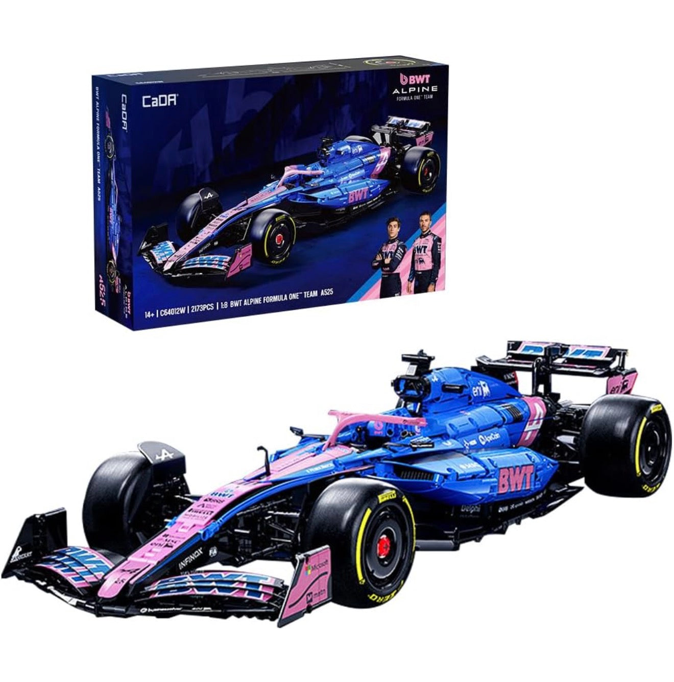 CaDA BWT Alpine F1 Team A525 C64012W – Formel 1 Klemmbaustein Modellauto 1:8 mit 2173 Teilen