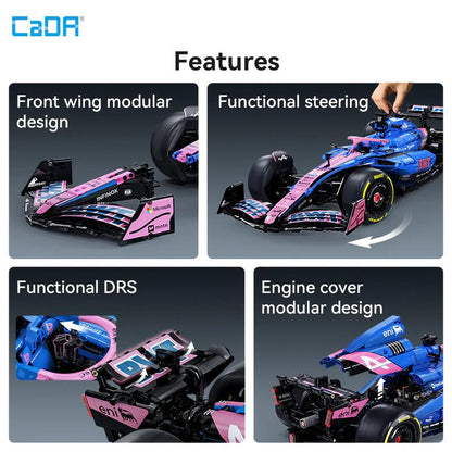 CaDA BWT Alpine F1 Team A525 C64012W – Formel 1 Klemmbaustein Modellauto 1:8 mit 2173 Teilen