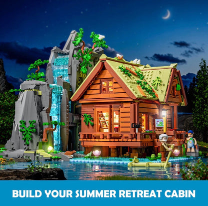 Lumibricks L9083 Waterfall Cabin – 2539 Teile Berghütte mit Wasserfall & LED Klemmbausteine