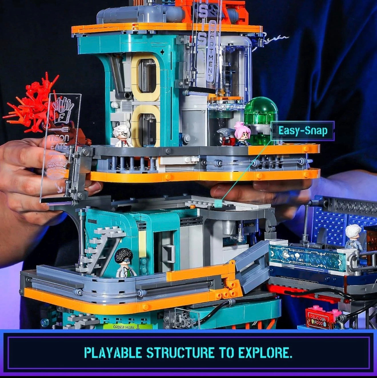 Lumibricks F9042 Cyberpunk Apartments – 2507 Teile Modular Gebäude mit LED Klemmbausteine