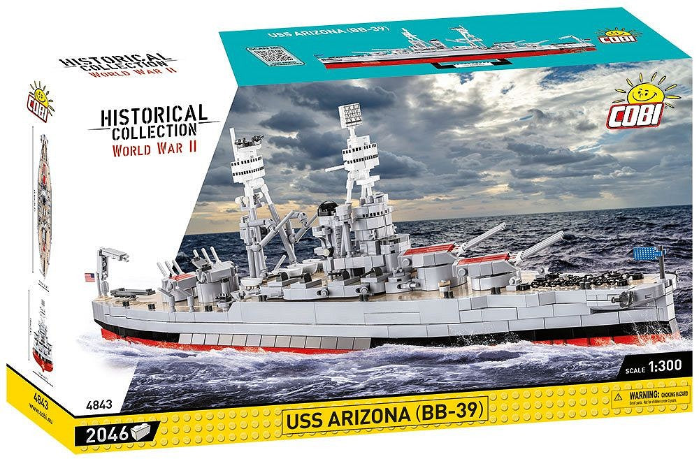 COBI USS Arizona BB-39 4843 – Schlachtschiff 1:300 mit 2.046 Teilen | Historisches Klemmbaustein-Modell
