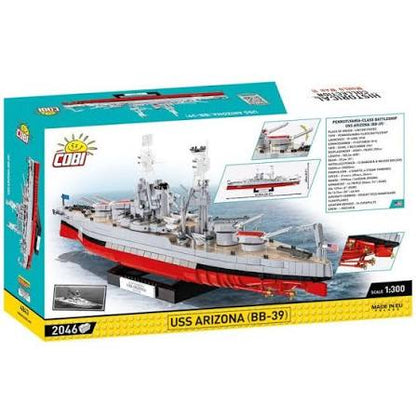 COBI USS Arizona BB-39 4843 – Schlachtschiff 1:300 mit 2.046 Teilen | Historisches Klemmbaustein-Modell