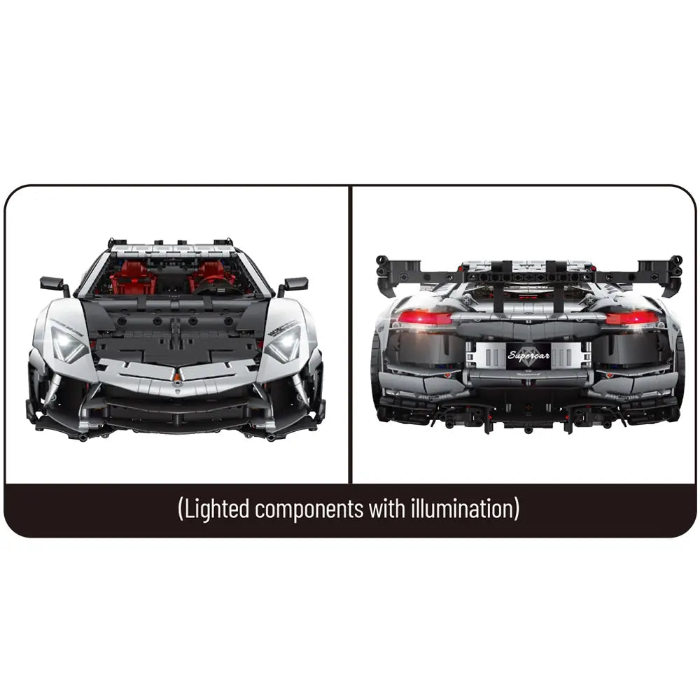 Small Angle JD042 Super Car – Technik-Sportwagen im Maßstab 1:8 mit Beleuchtung, 4.999 Teile