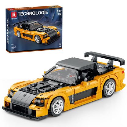 REOBRIX 11029 Mazda RX-7 Supercar – 1482 Teile Klemmbaustein-Modell | 1:12 Sportwagen Baukasten