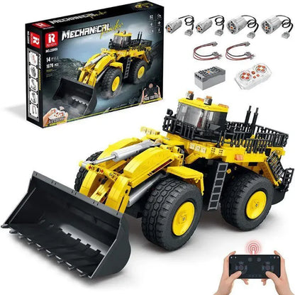 REOBRIX 22009 Gelber Radlader – Dynamisches Klemmbaustein-Modell | 1876 Teile Bau-Set