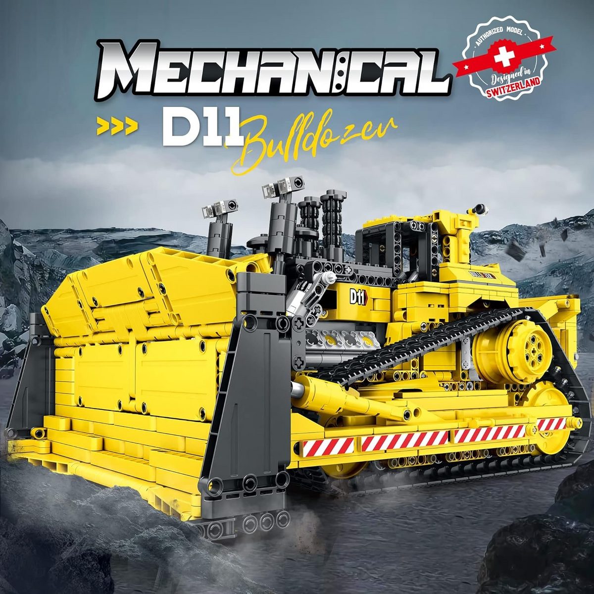 REOBRIX 22001 Mechanical Bulldozer – RC-Ferngesteuerter Bulldozer-Bausatz | 1988 Teile Technik-Set