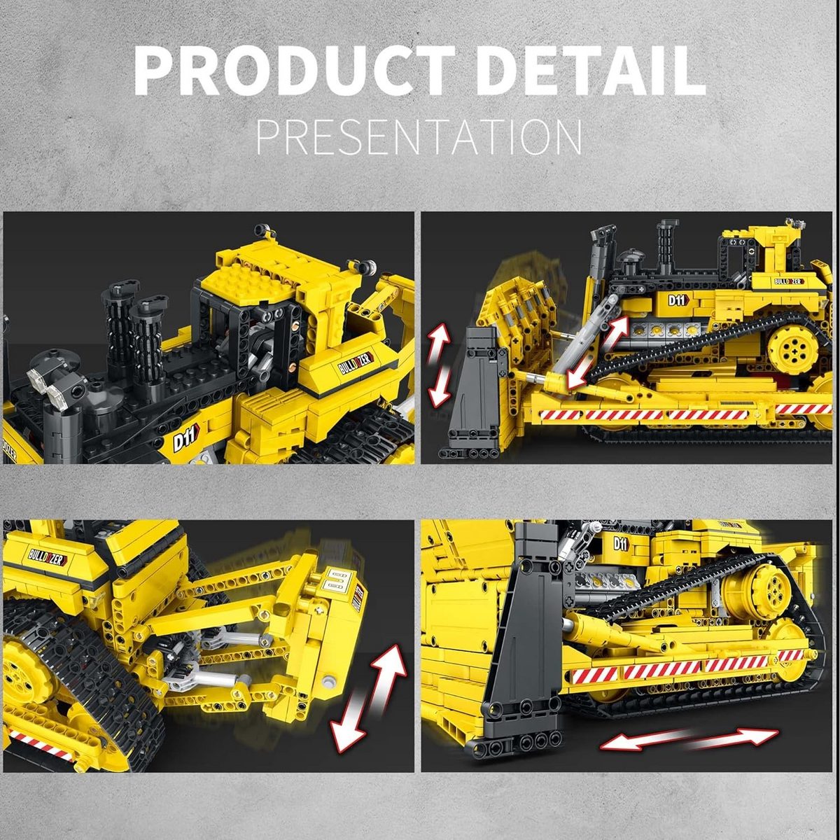 REOBRIX 22001 Mechanical Bulldozer – RC-Ferngesteuerter Bulldozer-Bausatz | 1988 Teile Technik-Set