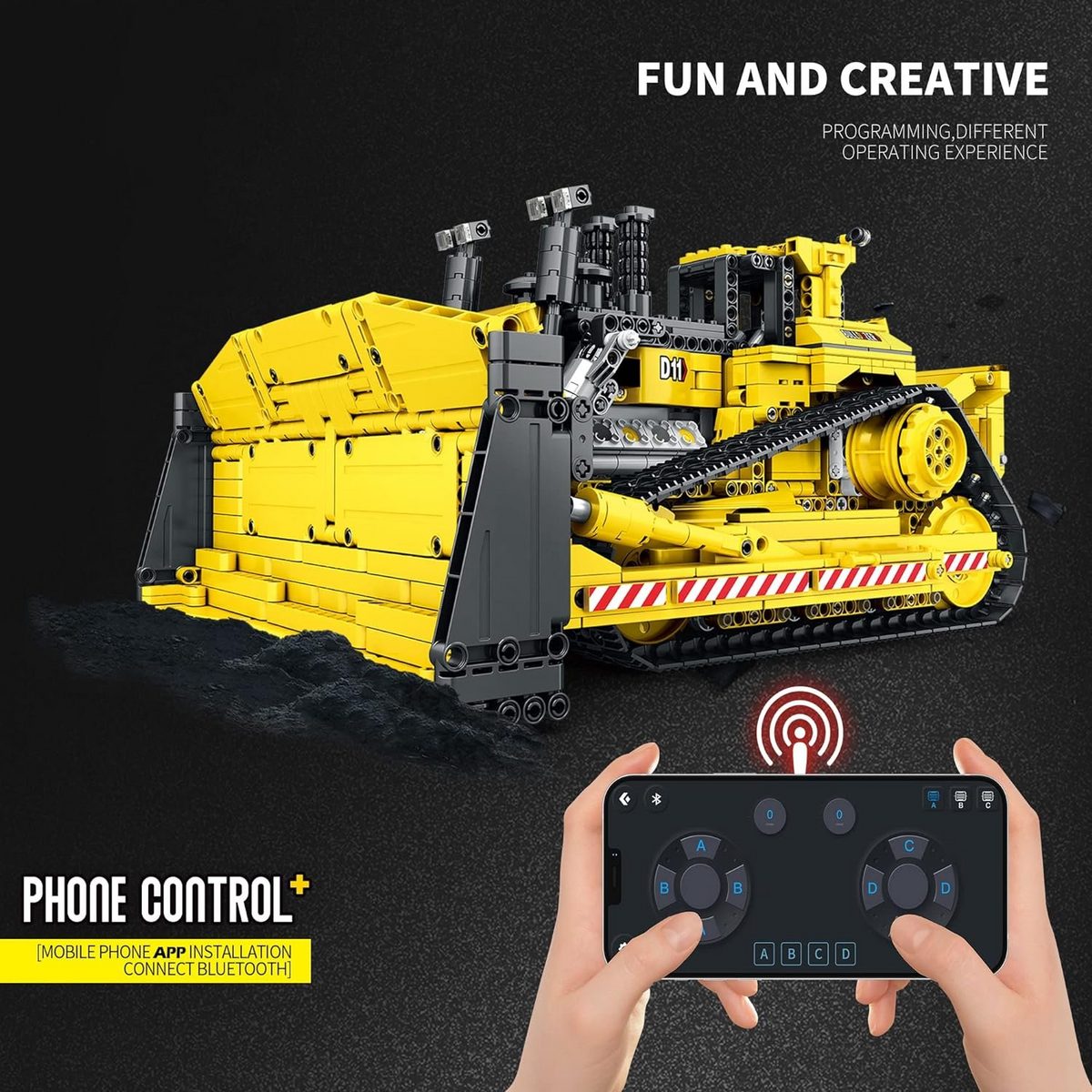 REOBRIX 22001 Mechanical Bulldozer – RC-Ferngesteuerter Bulldozer-Bausatz | 1988 Teile Technik-Set