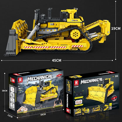 REOBRIX 22001 Mechanical Bulldozer – RC-Ferngesteuerter Bulldozer-Bausatz | 1988 Teile Technik-Set