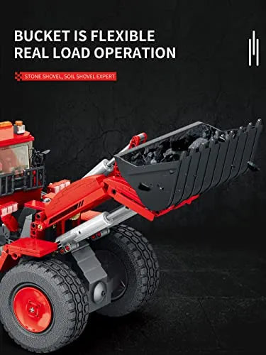 REOBRIX 22010 Roter Radlader – Dynamisches Klemmbaustein-Modell | 600+ Teile Bau-Set
