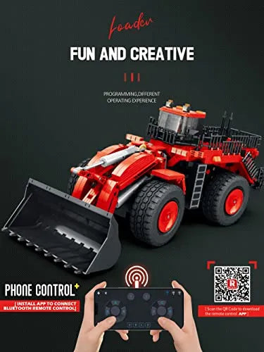 REOBRIX 22010 Roter Radlader – Dynamisches Klemmbaustein-Modell | 600+ Teile Bau-Set