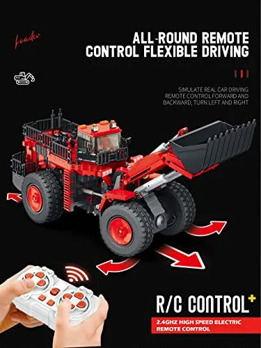 REOBRIX 22010 Roter Radlader – Dynamisches Klemmbaustein-Modell | 600+ Teile Bau-Set