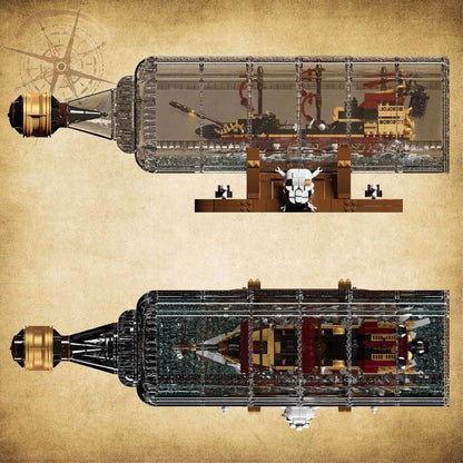 Mould King 10066 Queen Revenger Ship in a Bottle – 2488 Teile Flaschenschiff Modell | 54 cm Display-Set | Klemmbausteine