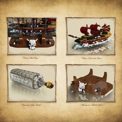 Mould King 10066 Queen Revenger Ship in a Bottle – 2488 Teile Flaschenschiff Modell | 54 cm Display-Set | Klemmbausteine