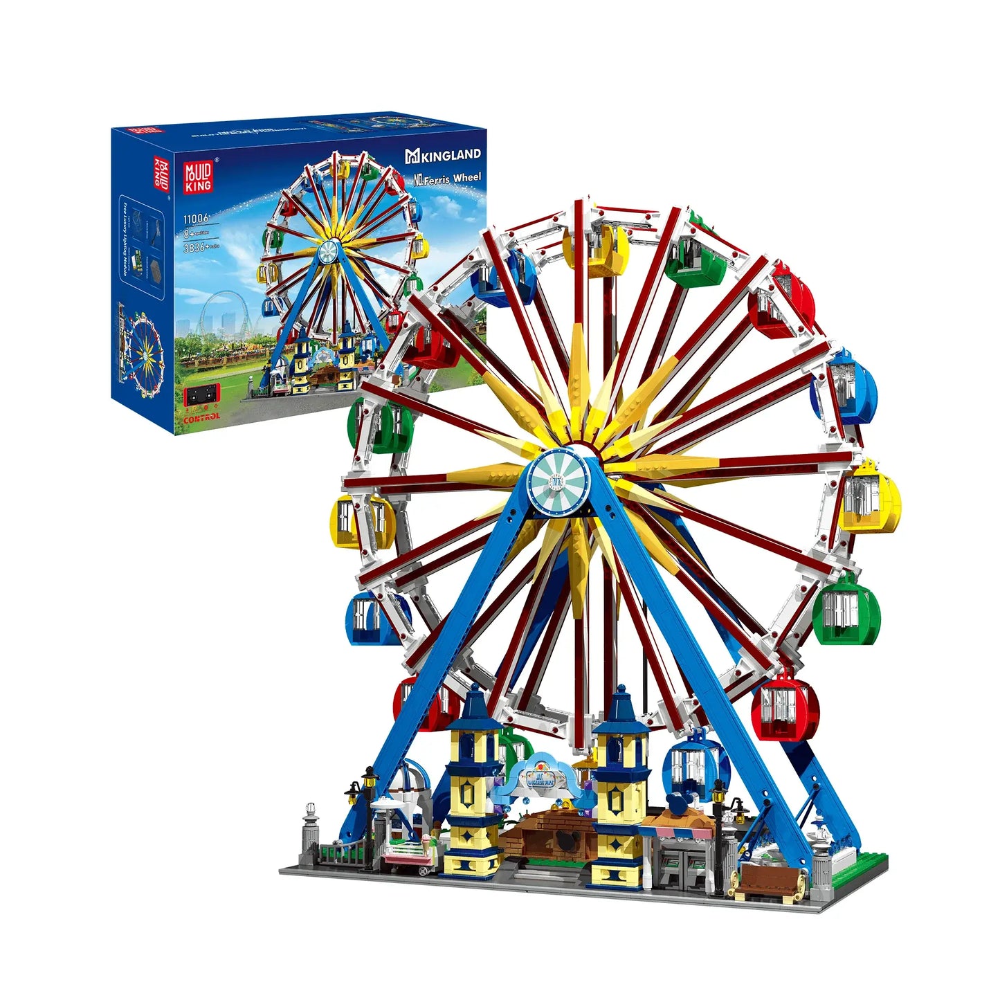 Mould King 11006 Motorisiertes Riesenrad – 3836 Teile LED Ferris Wheel | Großes Kirmes-Modell | Kompatibel