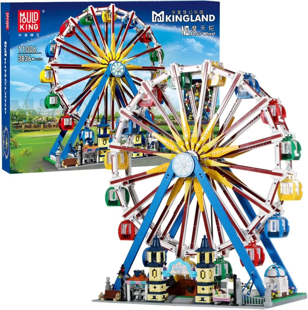 Mould King 11006 Motorisiertes Riesenrad – 3836 Teile LED Ferris Wheel | Großes Kirmes-Modell | Kompatibel