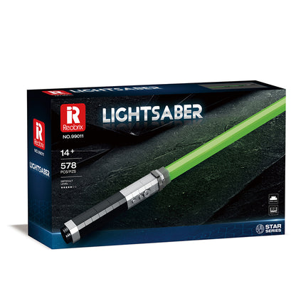 REOBRIX 99011 Grünes Lichtschwert – 712 Teile Bau-Set | Leuchtendes Star-Wars-inspiriertes Modell