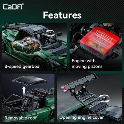 CaDA C61511W Lotus Exige Cup 430 – 3730 Teile Sportwagen Modell | 1:8 Klemmbaustein-Set