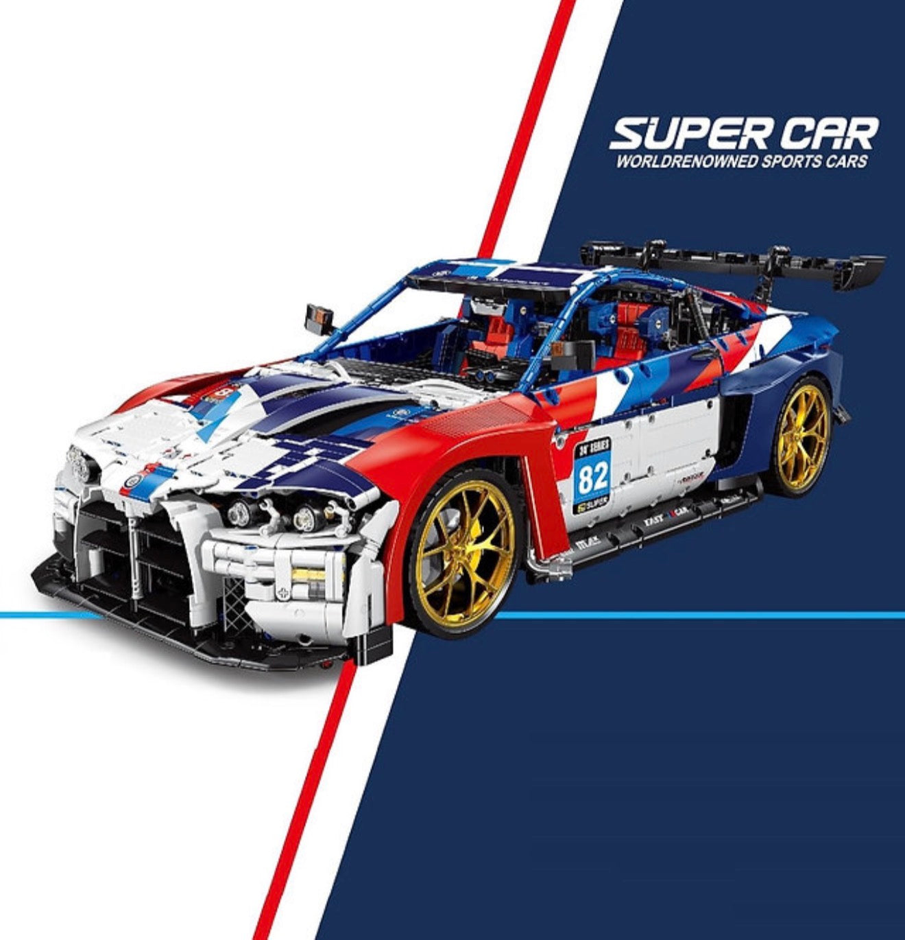 XJD JD040 BMW M4 GT3 – 4556 Teile Klemmbaustein Sportwagen Modell | 1:8 Bausatz