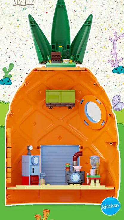 Areax AB0064 Ananashaus – Spongebob 1445 Teile Technik-Klemmbaustein-Modell | Großes Bauprojekt & Display-Set