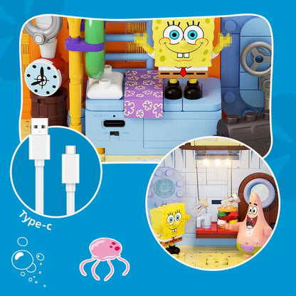 Areax AB0064 Ananashaus – Spongebob 1445 Teile Technik-Klemmbaustein-Modell | Großes Bauprojekt & Display-Set