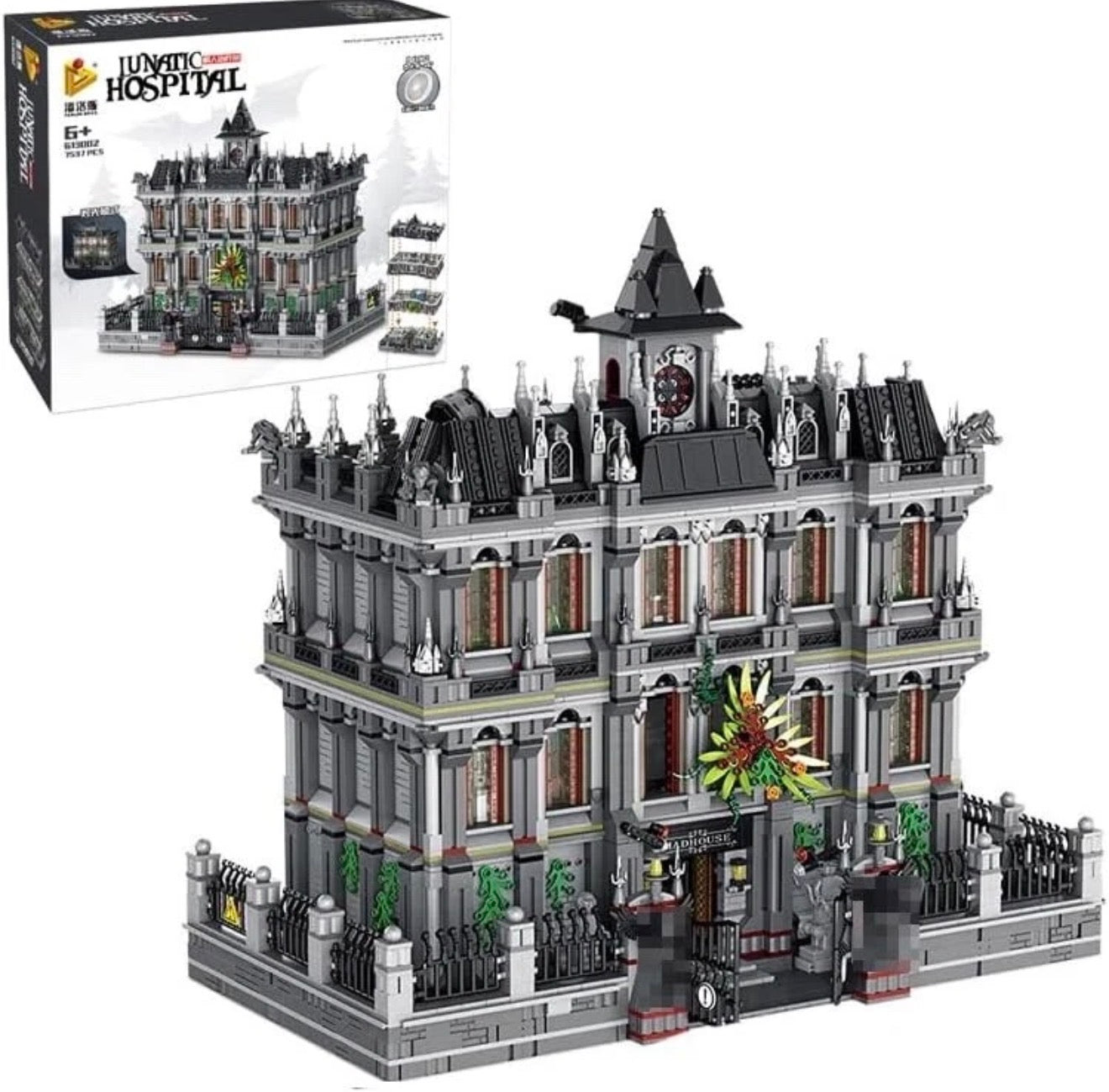 Panlos Lunatic Hospital – 7275 Teile Klemmbaustein-Set | Großes Horror-Modell | Display-Haus