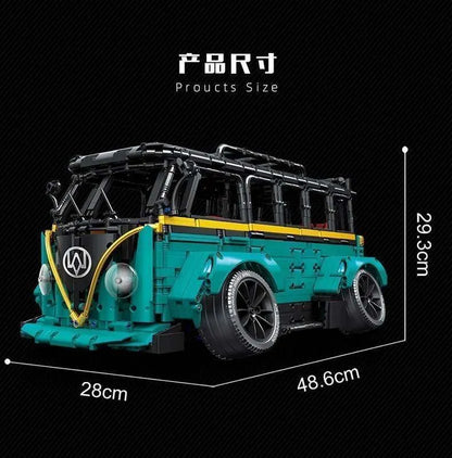 Caco Blocks C021 Technic T1 Bus – 2975 Teile Klemmbaustein-Campingbus | Technik-Modell