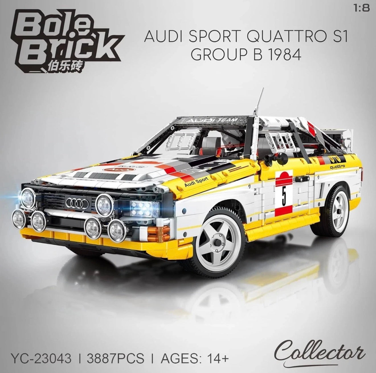 BoleBrick Audi Rally Quattro Group B 1984 – 3886 Teile RC Rallye-Klemmbaustein-Set | 1:8 Scale Klassiker