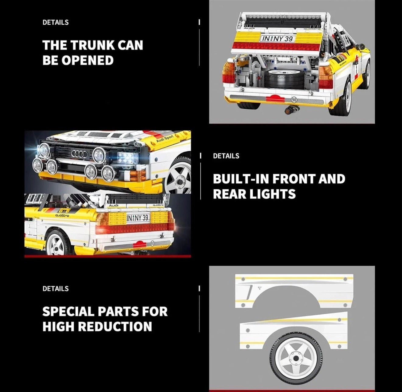 BoleBrick Audi Rally Quattro Group B 1984 – 3886 Teile RC Rallye-Klemmbaustein-Set | 1:8 Scale Klassiker
