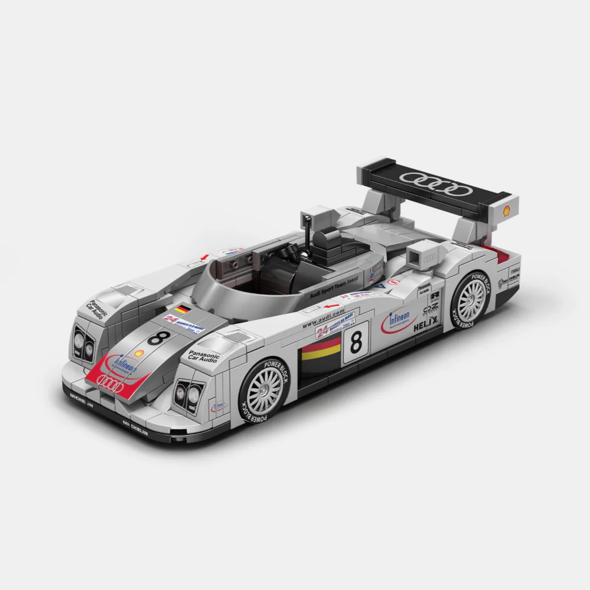 PowerBuild Audi R8 Le Mans 2000 – 1:32 Building Block Race Car | Detailed Sports Car Model