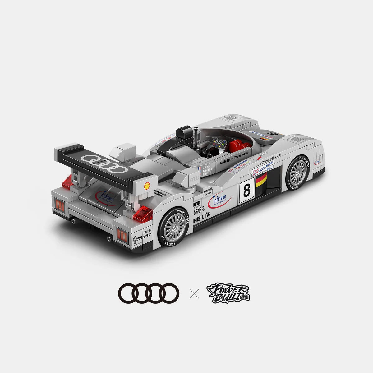 PowerBuild Audi R8 Le Mans 2000 – 1:32 Building Block Race Car | Detailed Sports Car Model