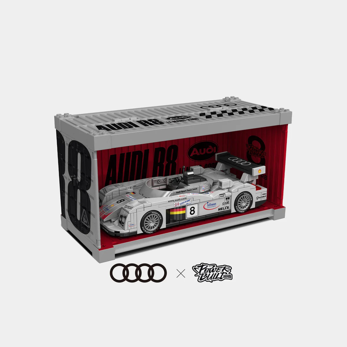 PowerBuild Audi R8 Le Mans 2000 – 1:32 Building Block Race Car | Detailed Sports Car Model