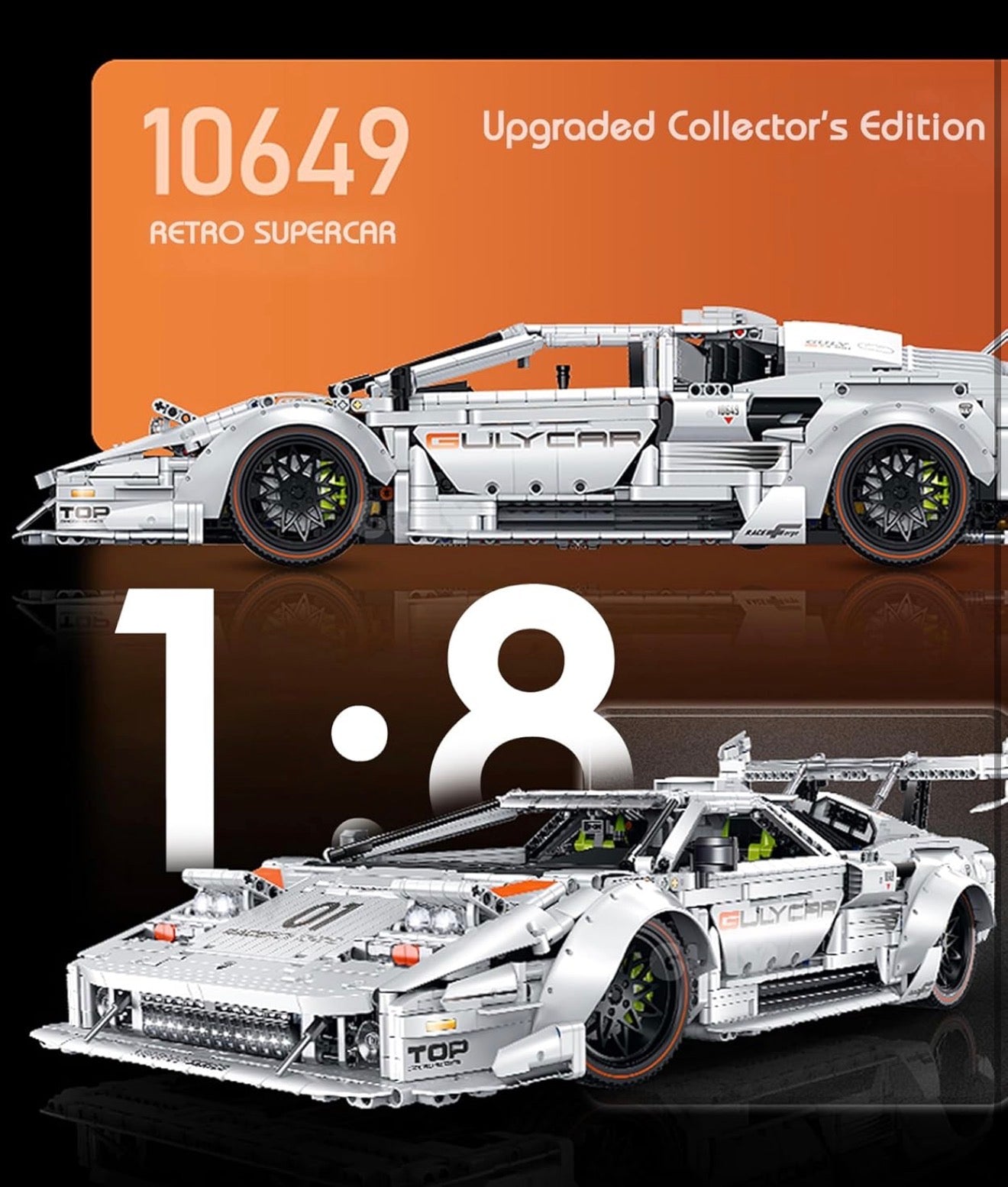 GULY 10649 Lamborghini Countach LP5000 – Technic Klemmbaustein-Supercar im Maßstab 1:8