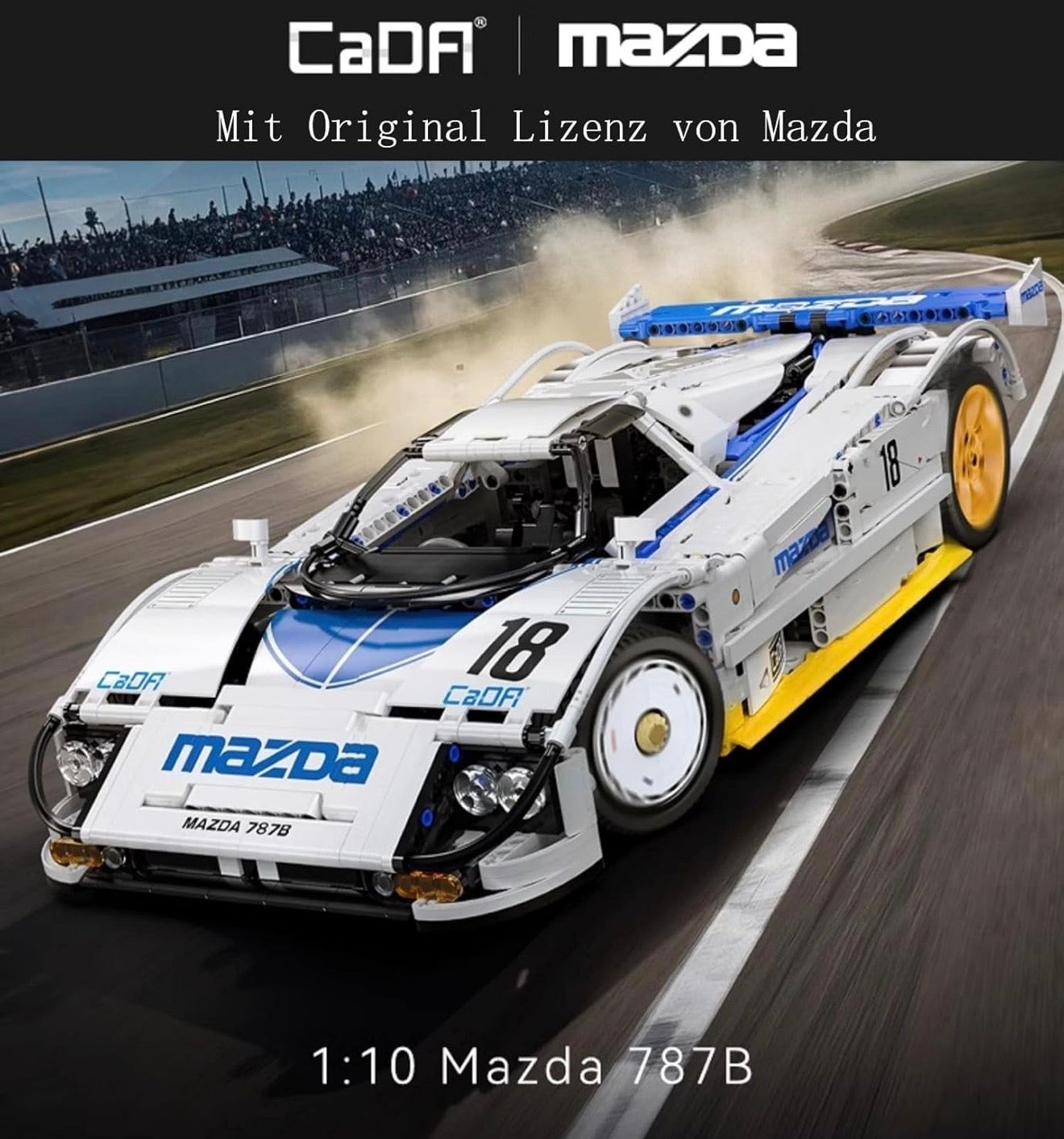 CaDA C63007W Mazda 787B 1:10 – Rennwagen Klemmbaustein-Modell mit 1.797 Teilen