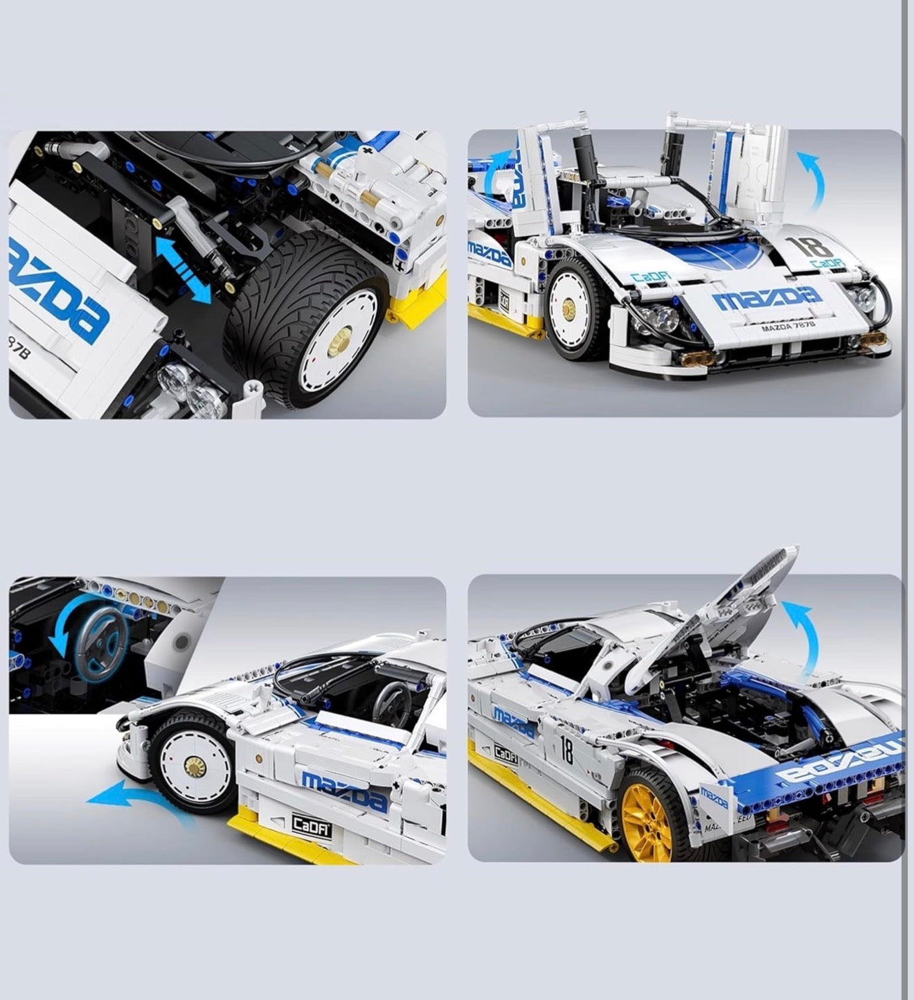 CaDA C63007W Mazda 787B 1:10 – Rennwagen Klemmbaustein-Modell mit 1.797 Teilen