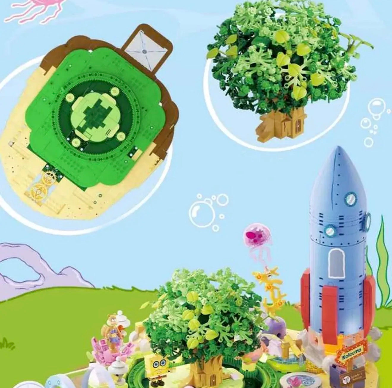 Area-X AB0088 Sandy’s Treedome – SpongeBob Klemmbaustein-Modell mit Mini-Figuren