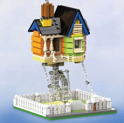 DK-7025 Fliegendes Haus – Detailreiches Klemmbaustein-Display mit Ballons (686 Teile)