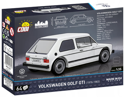 COBI 24614 Volkswagen Golf GTI 1976–1983 | Klemmbaustein-Modellauto 1:24 – Klassiker Fahrzeugbausatz