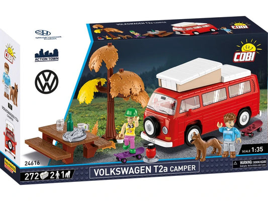 COBI 24616 Volkswagen T2a Camper | Klemmbaustein-Modell 1:35 – Wohnmobil-Bausatz mit Figuren & Zubehör