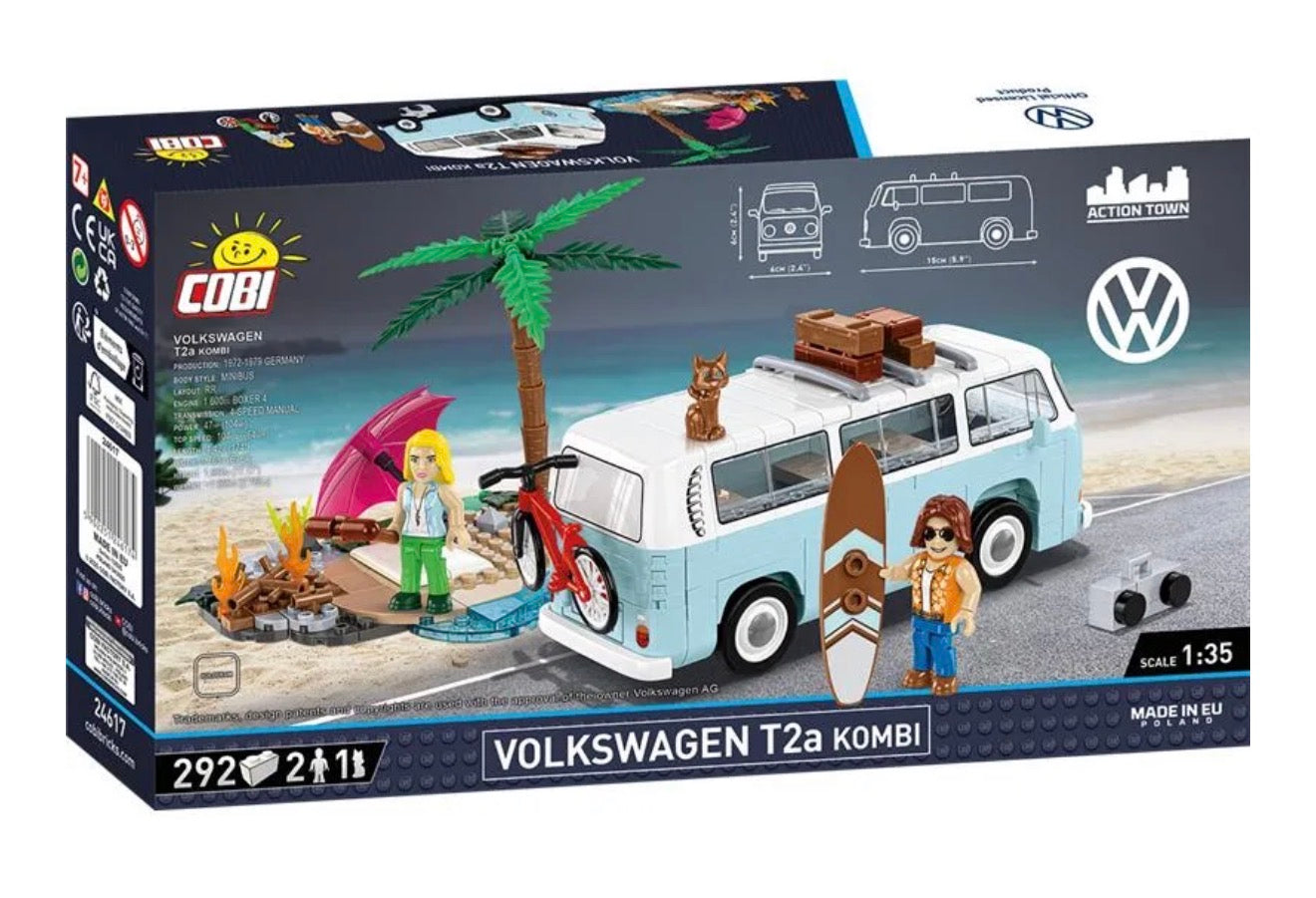 COBI 24617 Volkswagen T2a Kombi | Klassiker Klemmbaustein-Modell 1:35 – Retro Transporter-Bausatz mit Figuren