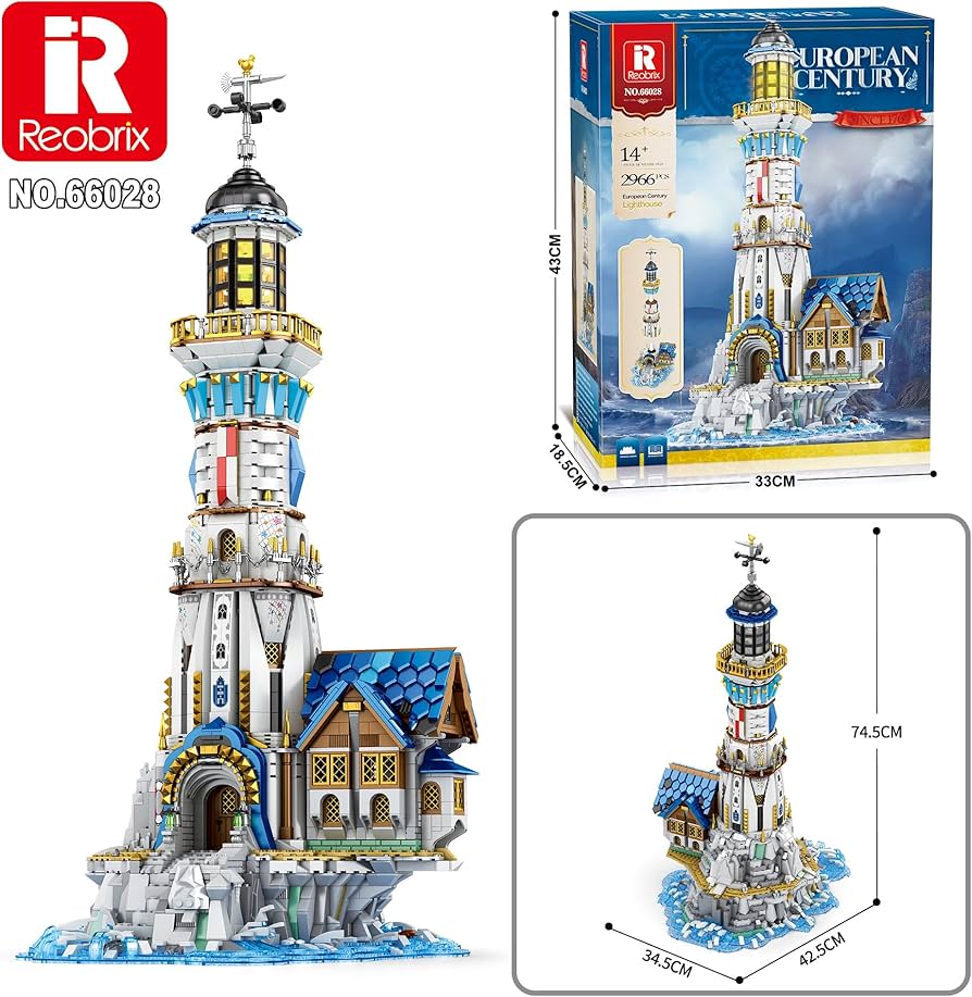 Reobrix 66028 European Century Lighthouse – 3.228 Teile Architektur-Klemmbaustein-Set