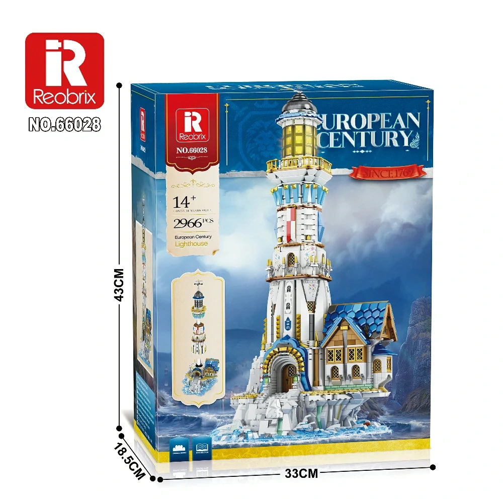 Reobrix 66028 European Century Lighthouse – 3.228 Teile Architektur-Klemmbaustein-Set