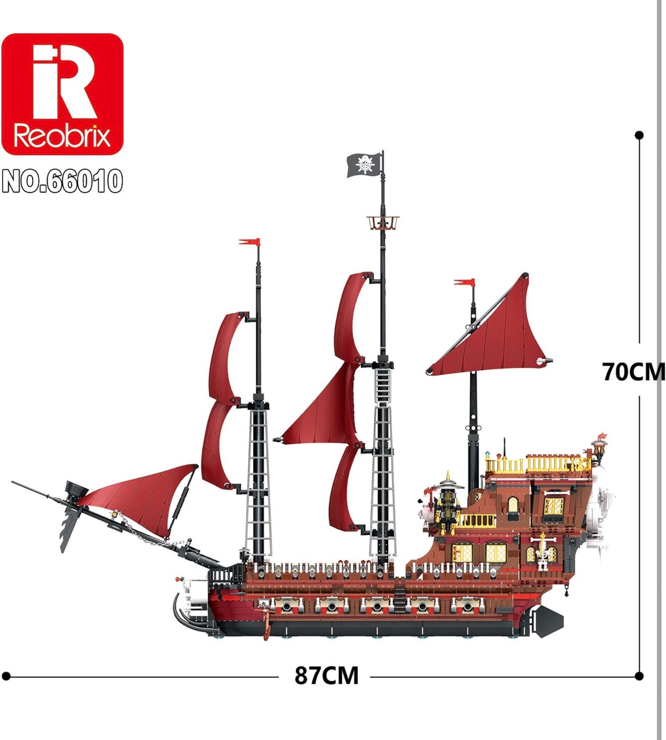 Reobrix 66010 Pirate Revenge – Piratenschiff Klemmbaustein-Set mit 3.066 Teilen