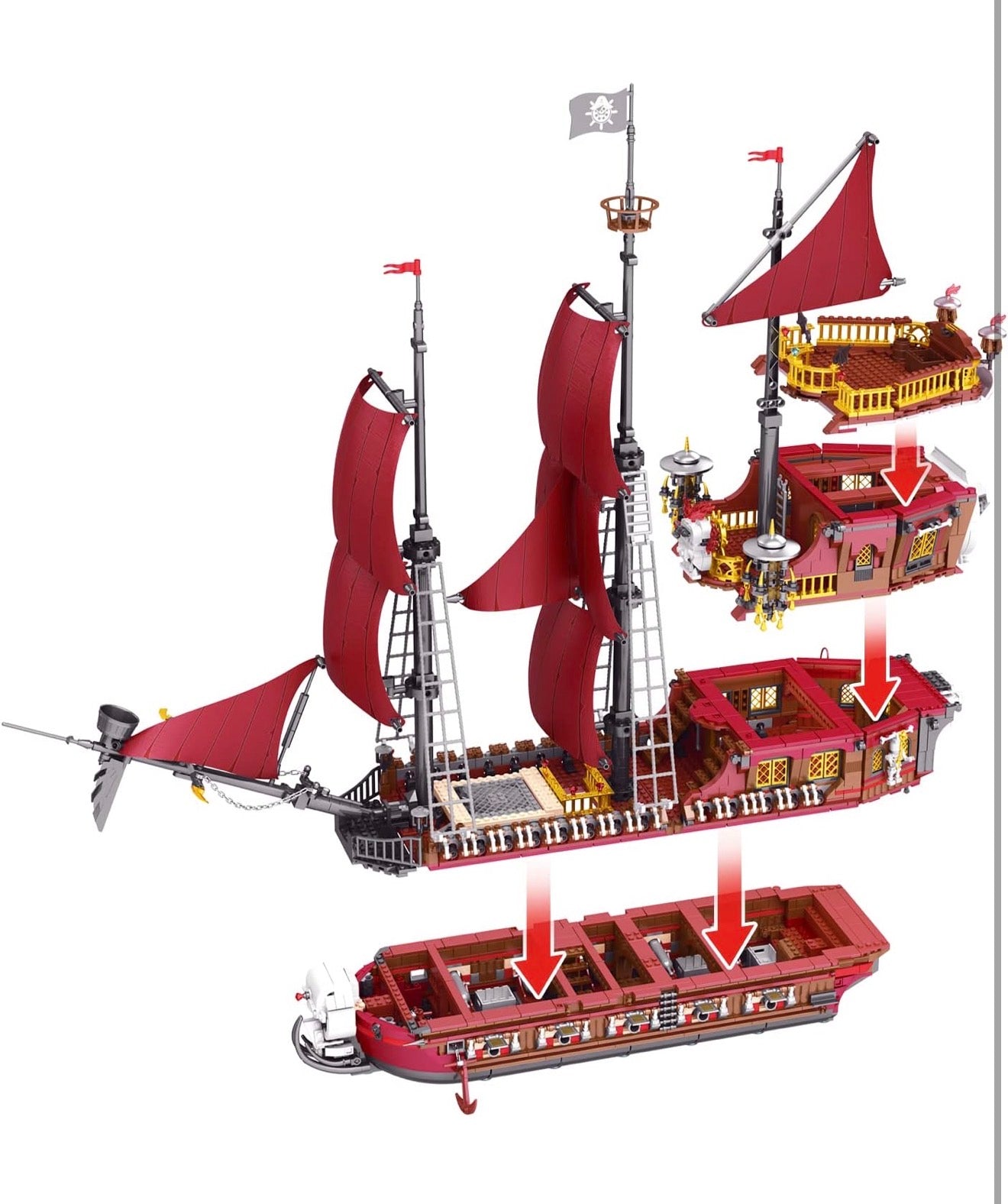 Reobrix 66010 Pirate Revenge – Piratenschiff Klemmbaustein-Set mit 3.066 Teilen