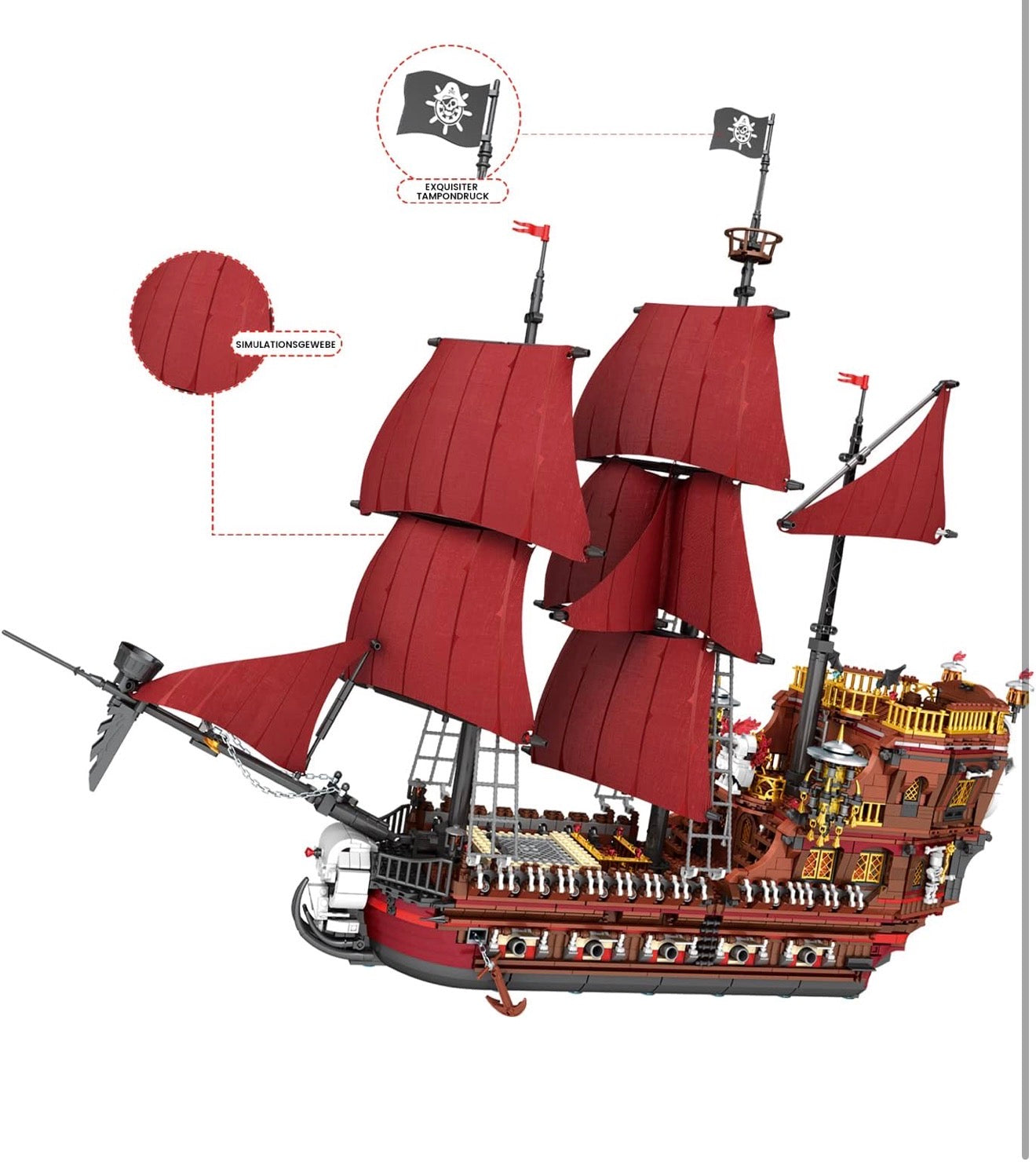 Reobrix 66010 Pirate Revenge – Piratenschiff Klemmbaustein-Set mit 3.066 Teilen