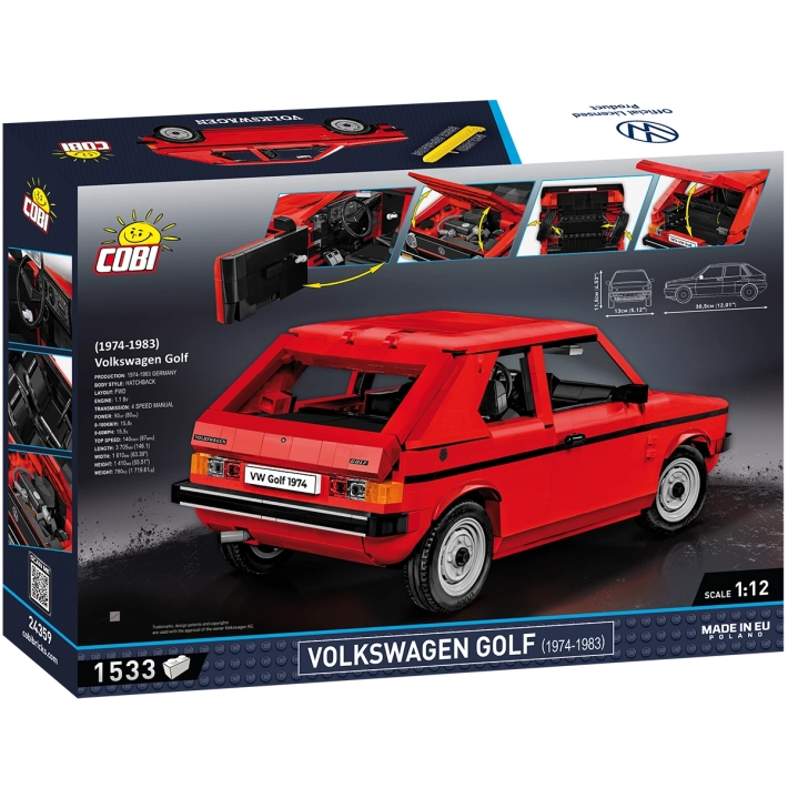 COBI 24359 Volkswagen Golf 1974-1983 – 1533 Teile Klemmbaustein Oldtimer Auto 1:12 Modell