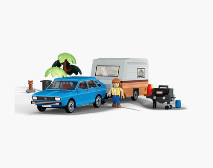 COBI 24643 Volkswagen Passat B1 Caravan – 361 Teile Klemmbaustein Auto mit Wohnwagen 1:35