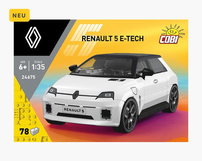 COBI 24675 Renault 5 E-Tech Weiß – 78 Teile Klemmbaustein Elektroauto Modell 1:35