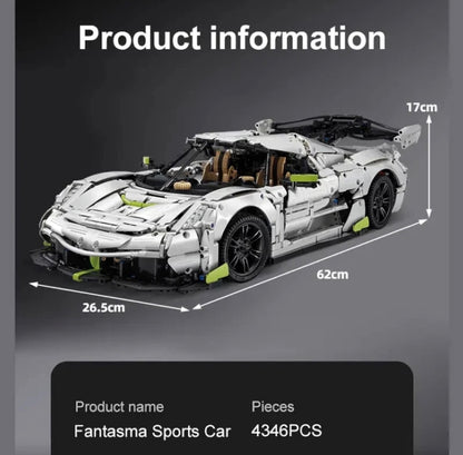 CaDA C61048W Fantasma Super Sports Car – 4346 Teile Technik Klemmbaustein